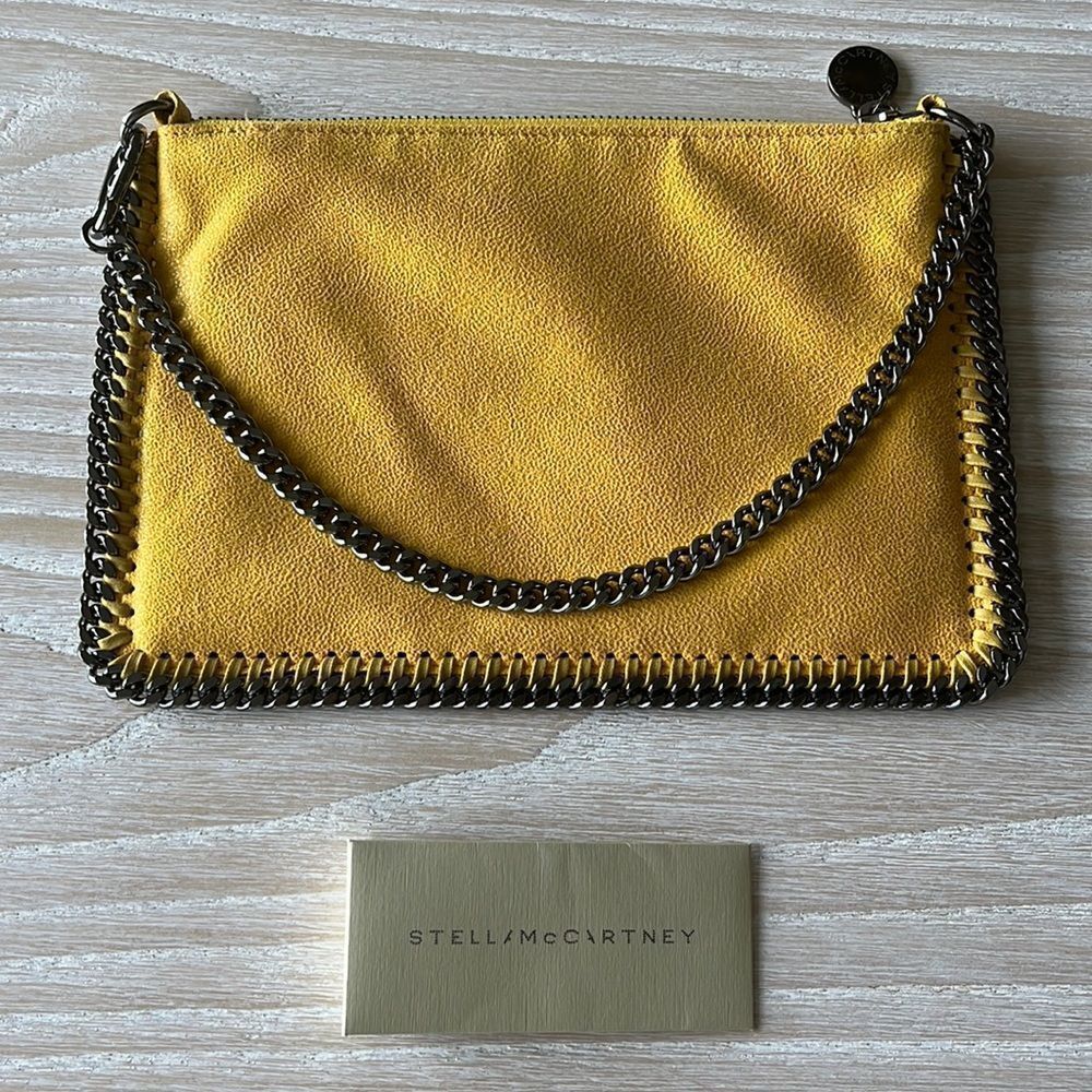 Stella McCartney Falabella Pouchette Bag Yellow Vegan Leather NEW